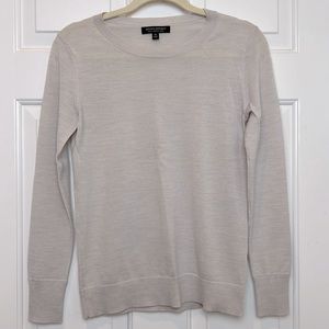 Banana Republic 100% Merino Wool Crewneck Long Sleeve Pullover Sweater XS Taupe